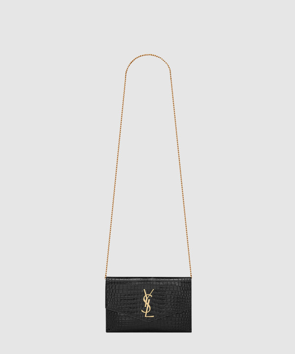 [SAINT LAURENT-생로랑] 그랑 드 뿌드르 엠보스드 가죽 소재의 UPTOWN 체인 지갑 607788