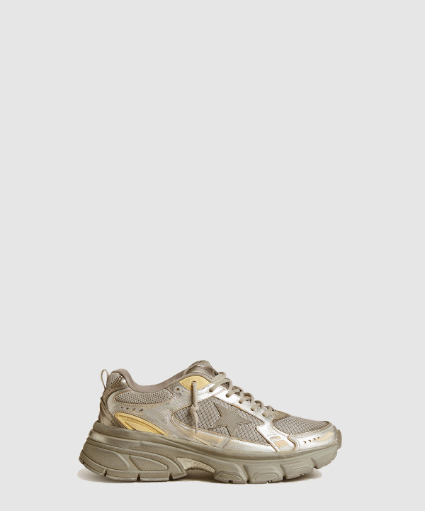 [Golden Goose-골든구스] 그레이 스타 메탈릭 레더와 실버 메쉬 라이트스타 GWF00724