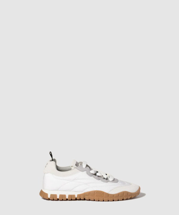 [MIU MIU-미우미우] 타이어 테크니컬 패브릭 및 스웨이드 스니커즈 5E417E